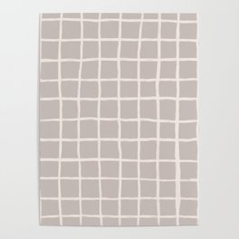 70s 60s Retro Neutral Checkered Grid Poster