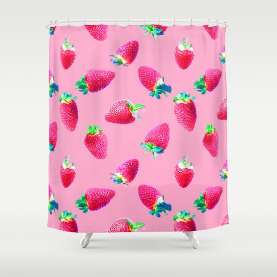 Pink Strawberry Pop Shower Curtain