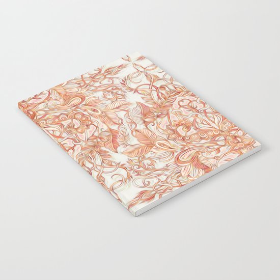 Autumn Peach Art Nouveau Pattern Notebook