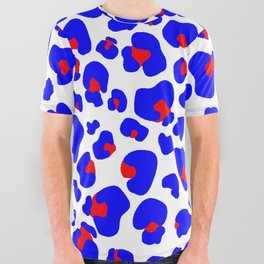 Leopard Red White and Blue  All Over Graphic Tee