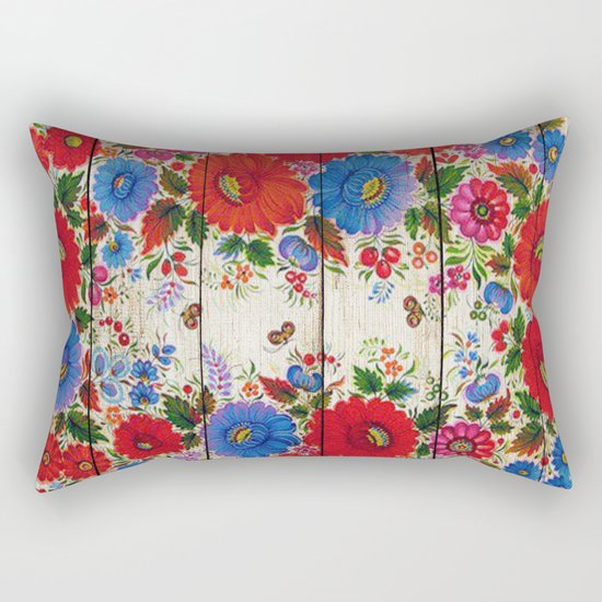 Russian Folk Art on Wood 04 Rectangular Pillow