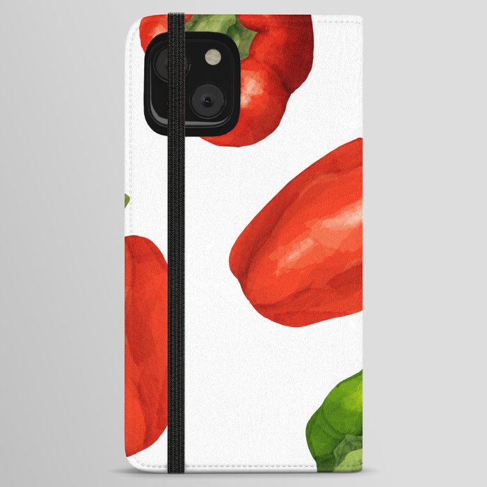 Colorful bell pepper watercolor print pattern iPhone Wallet Case