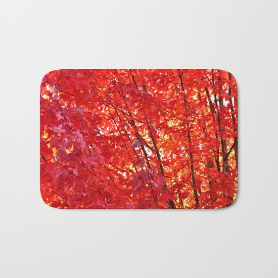 FIERY RED - FALL LEAVES Bath Mat