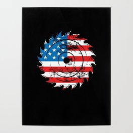 USA flag in a saw Poster