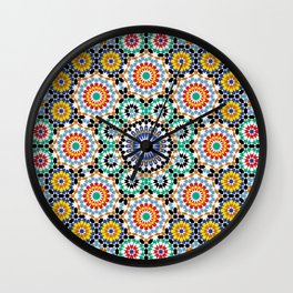 Morocco Tiles Wall Clock | Pattern, Moroccocolors, Graphicdesign, Moroccostyle, Colorful, Arabic, Tiles, Pop Art, Moroccotile, Arabicpattern 