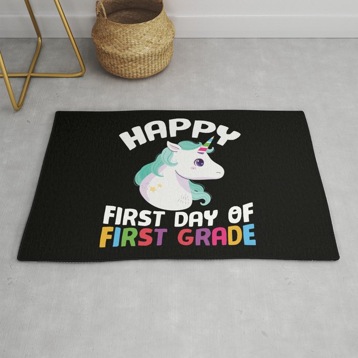 Happy First Day Of First Grade Unicorn Rug