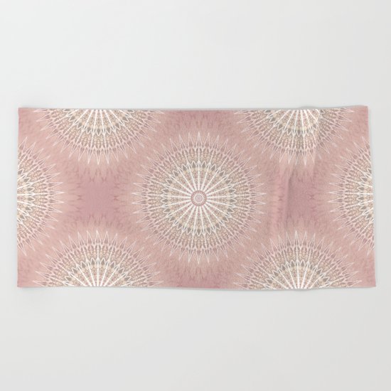 Rose Geometric Mandala Beach Towel