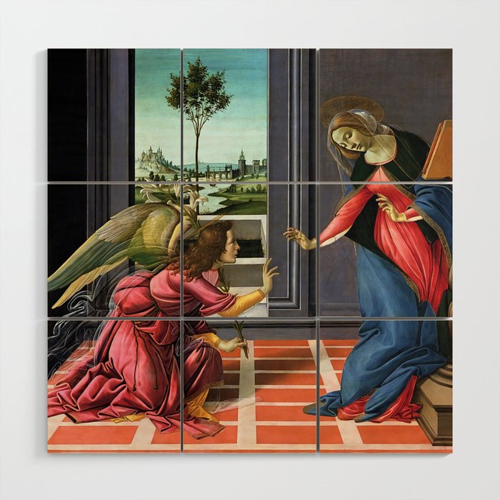 1498 Archangel Gabriel visits Mary to announce birth of Jesus Italian Renaissance Tempera on panel painting by Botticelli Wood Wall Art