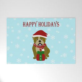 Happy Bulldog Holidays Welcome Mat