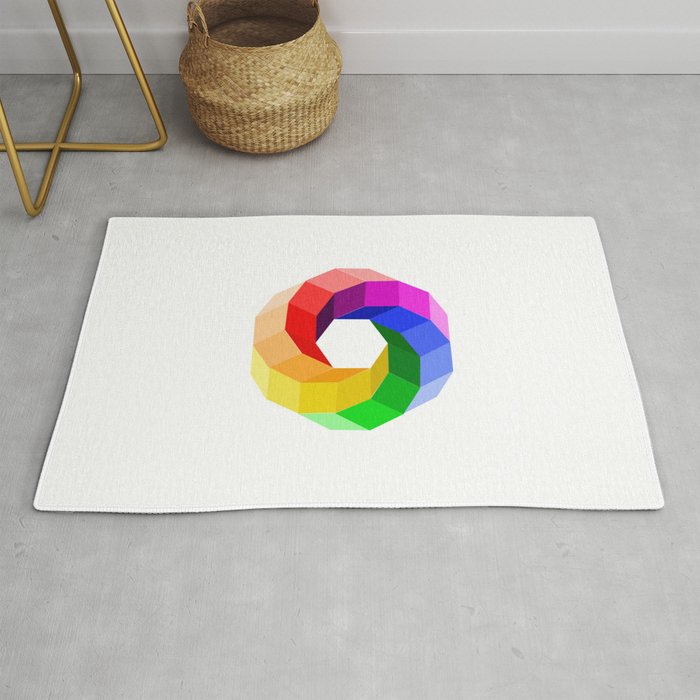 Illusion color wheel forming a hexagon Rug