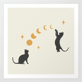 Cat and Moon 1 Art Print