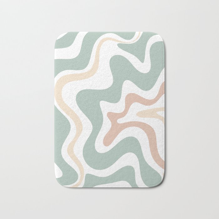 Liquid Swirl Abstract Pattern in Celadon Sage Bath Mat