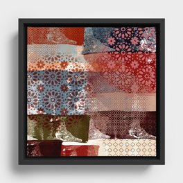 BOHO Watercolor Patchwork  Framed Canvas