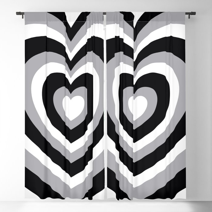 Hypnotic Black & White Hearts  Blackout Curtain