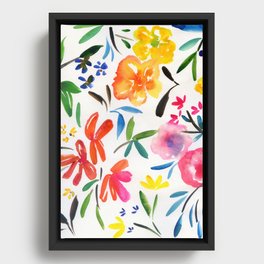 watercolor floral pattern: abstract flowers Framed Canvas