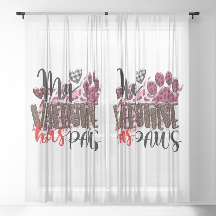 My Valentine Has Paws Sheer Curtain