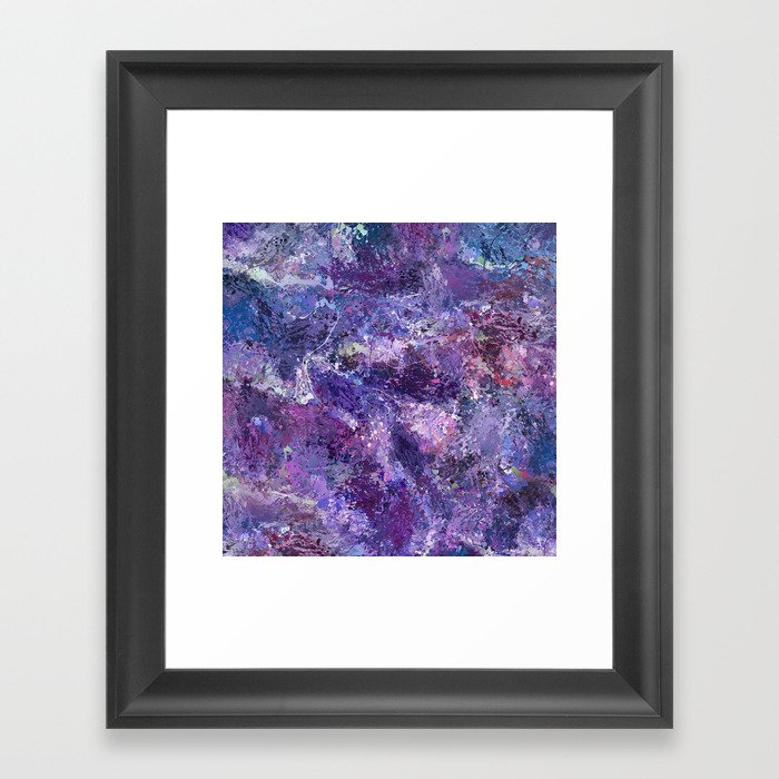 Violet Drops Abstraction Framed Art Print