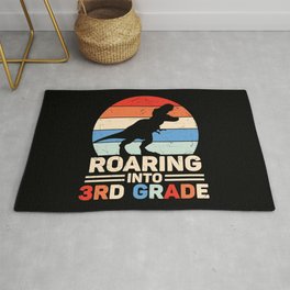 Roaring Into 3rd Grade Vintage Dinosaur Area & Throw Rug