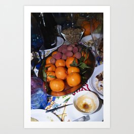 Christmas clementines & lychees Art Print
