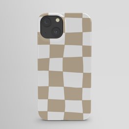 Hand Drawn Checkerboard Pattern (tan/white) iPhone Case
