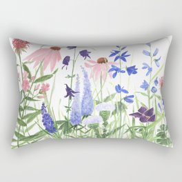 Botanical Watercolor Phlox Speedwell Rectangular Pillow