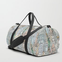 New York watercolor Duffle Bag | Ink, Illustration, Nyc, Newyork, Cityscape, Painting, Illustrative, American, Buildings, Architecture 