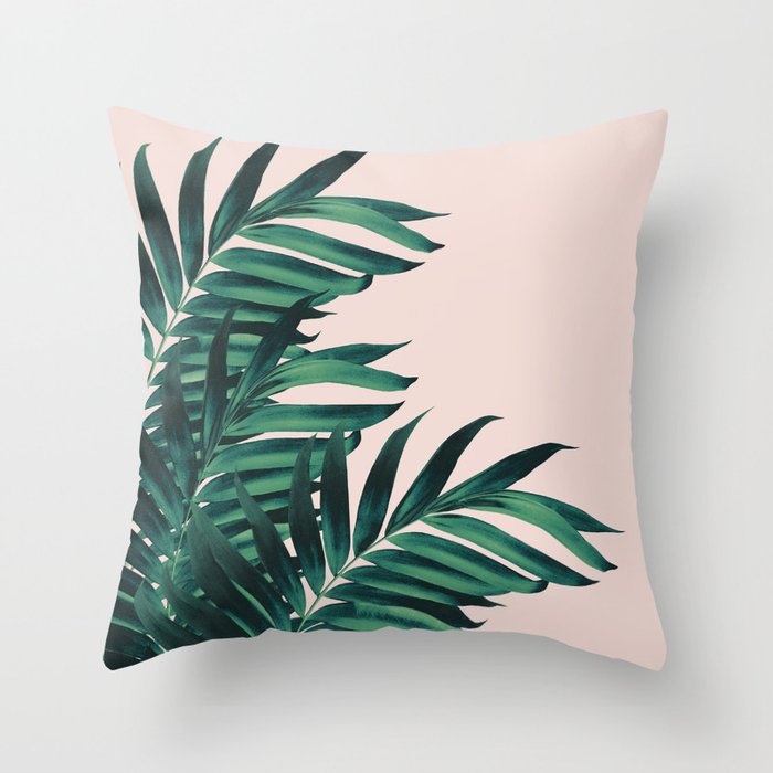 Palm Leaves Tropical Blush Vibes #1 #tropical #decor #art #society6 Throw Pillow
