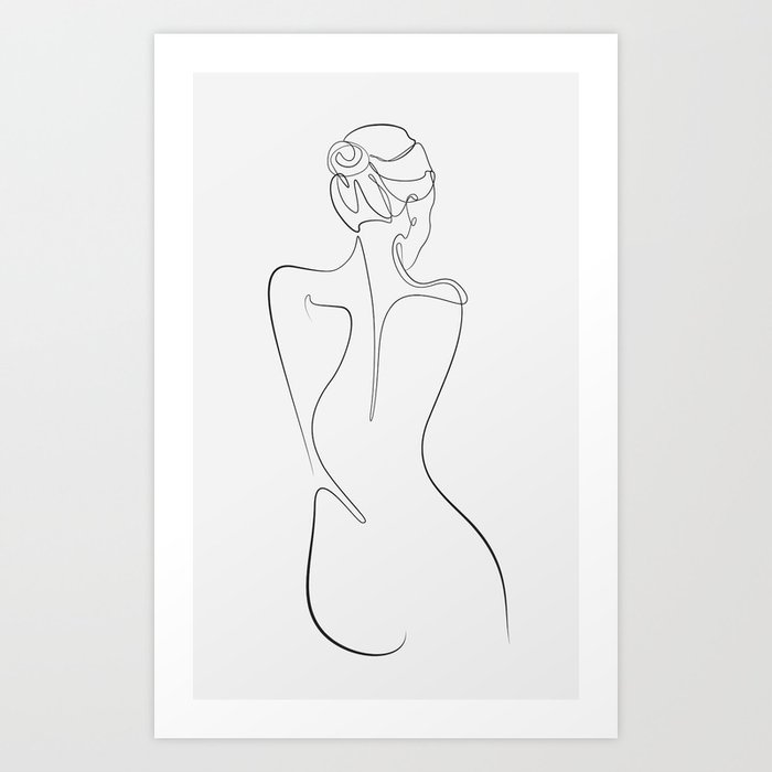 Abstract Female Nude Drawing Wall Art Female Figure Poster Art Print Minimalist Woman Body Print