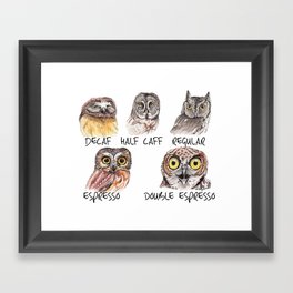 Owl Caffeine Meter -  funny owl coffee Framed Art Print