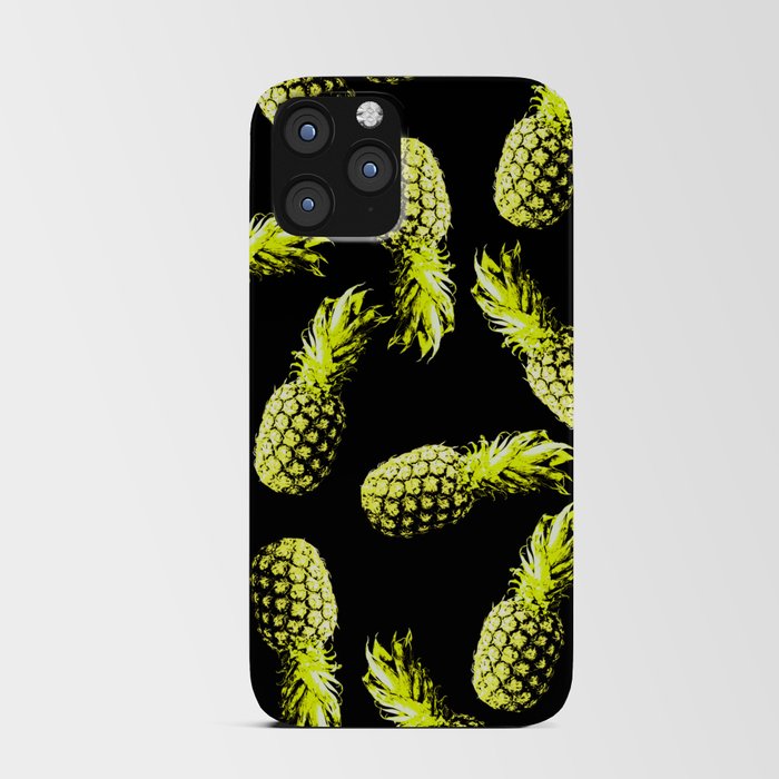 Pineapple Pattern on Black iPhone Card Case