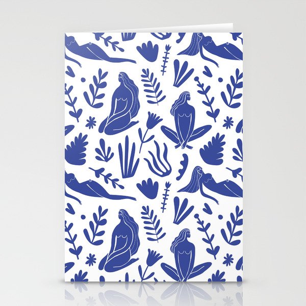 Henri Matisse Inspired Blue Nude Boho Female Figurative Pattern Stationery Cards