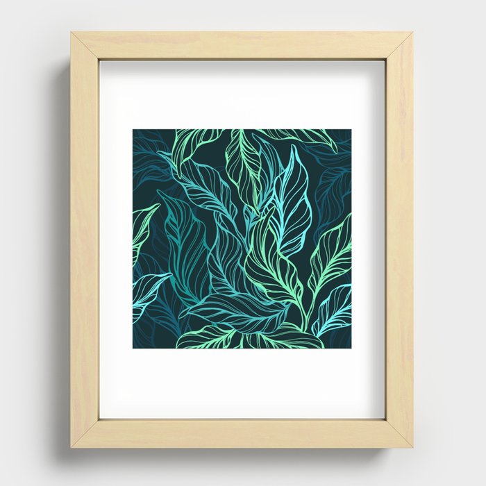 Tropical Vibrant Leaves Recessed Framed Print