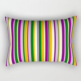 [ Thumbnail: Colorful Grey, Purple, Mint Cream, Orange, and Dark Green Colored Stripes/Lines Pattern Rectangular Pillow ]