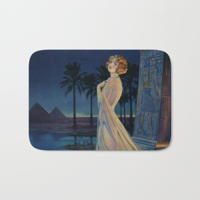 Melody of Ancient Egypt Art Deco romantic female figure by the River Nile painting by Henry Clive Bath Mat