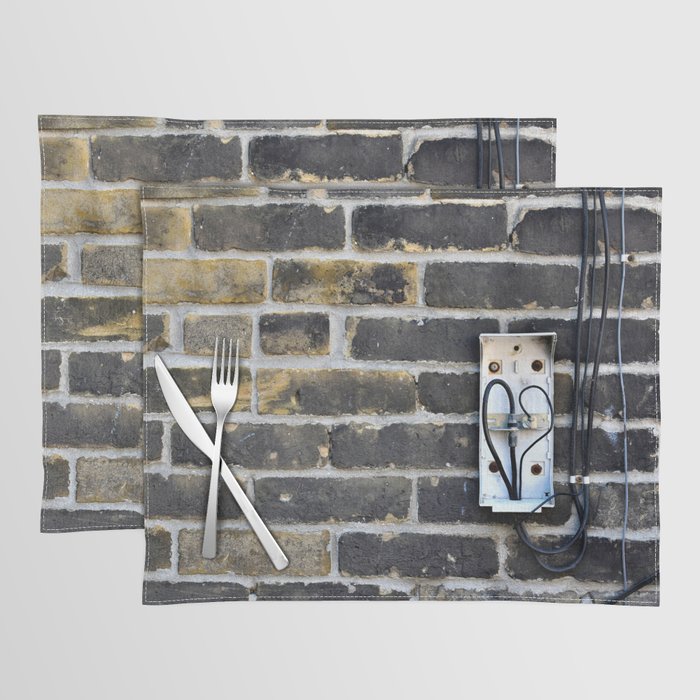 Rustic City Brick Wall with Electrical Box and Wires Placemat
