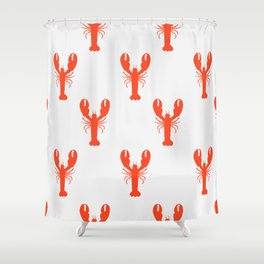 Seamless vintage tropical marine pattern background of lobster silhouette on white background. Abstract geometric texture.  Shower Curtain