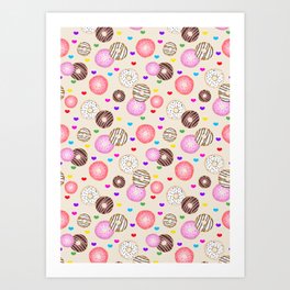 Ditsy donuts Art Print