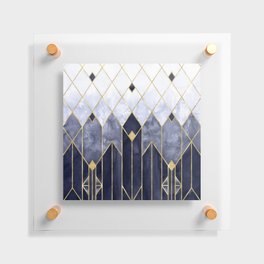 Gold Diamonds Indigo Nights Art Deco Geometric - Modern Pattern Floating Acrylic Print