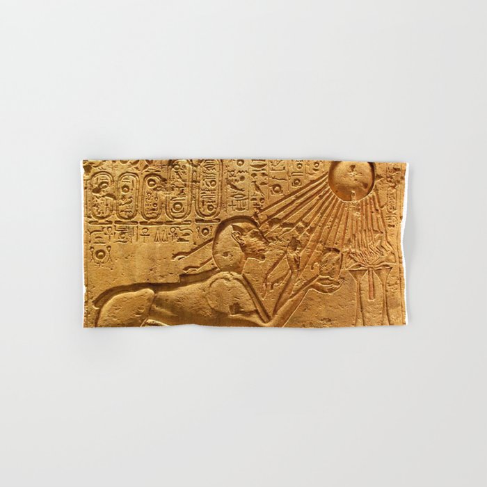 Akhenaten depicted as a sphinx at Amarna. Hand & Bath Towel