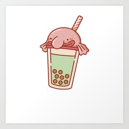 Funny Blobfish Snacks Cute Kawaii Aesthetic Art Print