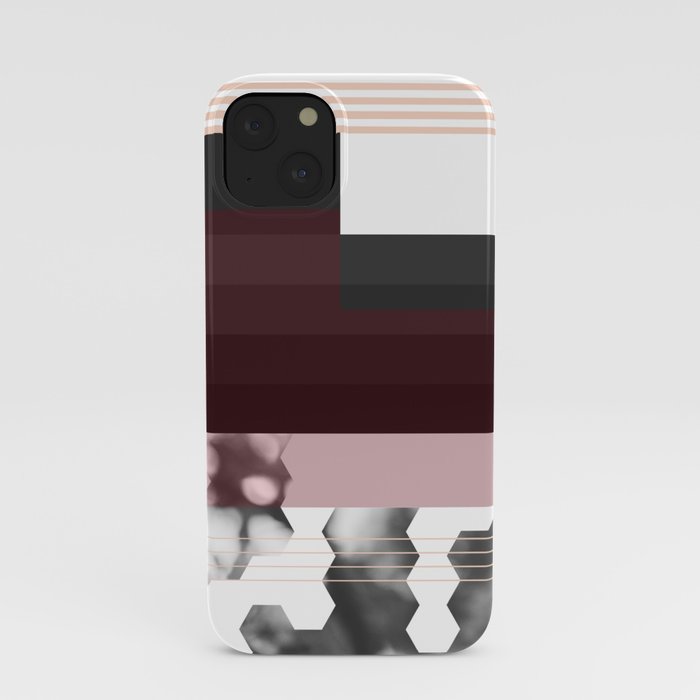 Striped Burgundy Deco Accent iPhone Case