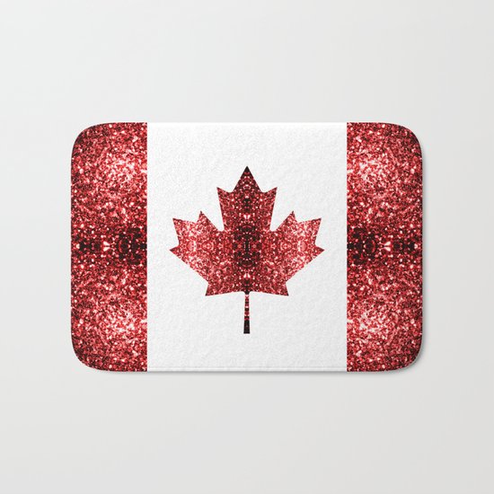 Canada flag red sparkles Bath Mat