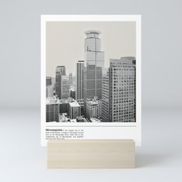 Minneapolis Skyline | Minimalist Black and White Photography Mini Art Print