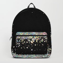Black Holographic Glitter Pretty Glam Elegant Sparkling Backpack