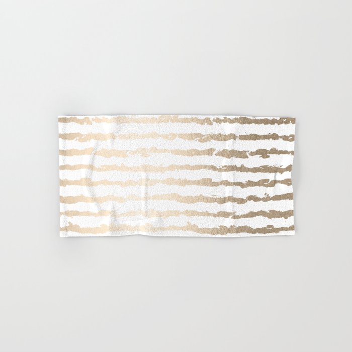 White Gold Sands Ink Stripes Hand & Bath Towel