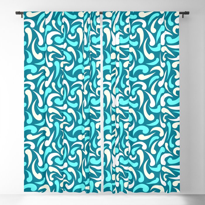 Turquoise Abstract Swirls Blackout Curtain