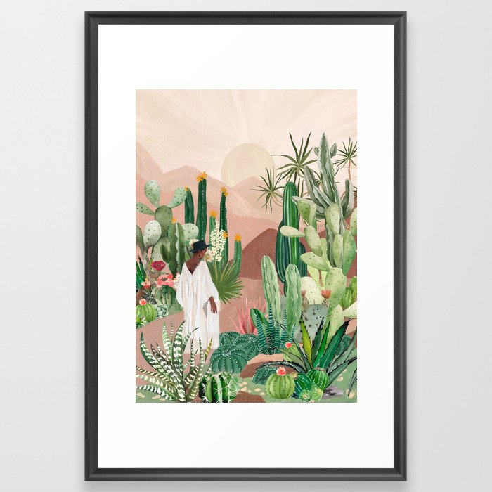 Dream cactus garden Framed Art Print