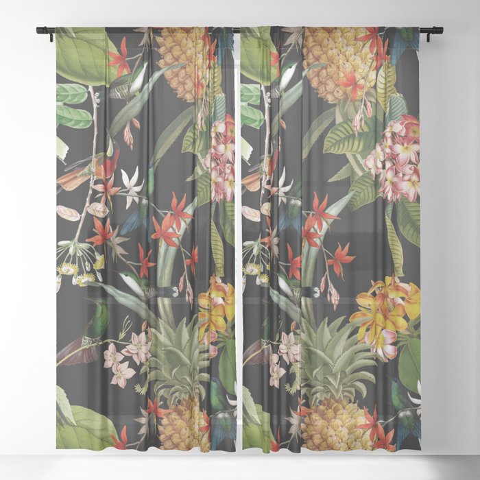 Vintage & Shabby Chic - Midnight Tropical Garden IV Sheer Curtain