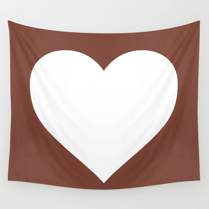 Heart (White & Brown) Wall Tapestry