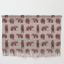 brown bears in seamless pattern, digital painting Wall Hanging